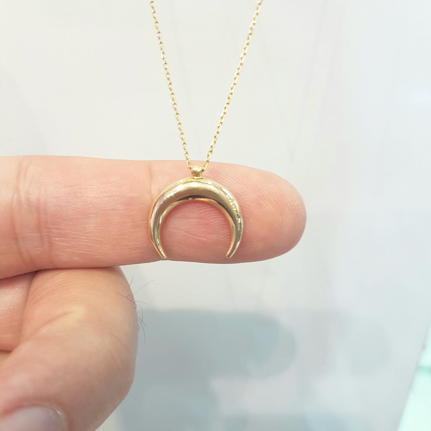 14K Gold Elegant Crescent Moon Double Horn Half Phase Moon Claw Style Charm Danity Delicate Trendy Pendant Necklace Best Birthday Gift for Women