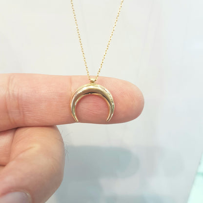 14K Gold Elegant Crescent Moon Double Horn Half Phase Moon Claw Style Charm Danity Delicate Trendy Pendant Necklace Best Birthday Gift for Women