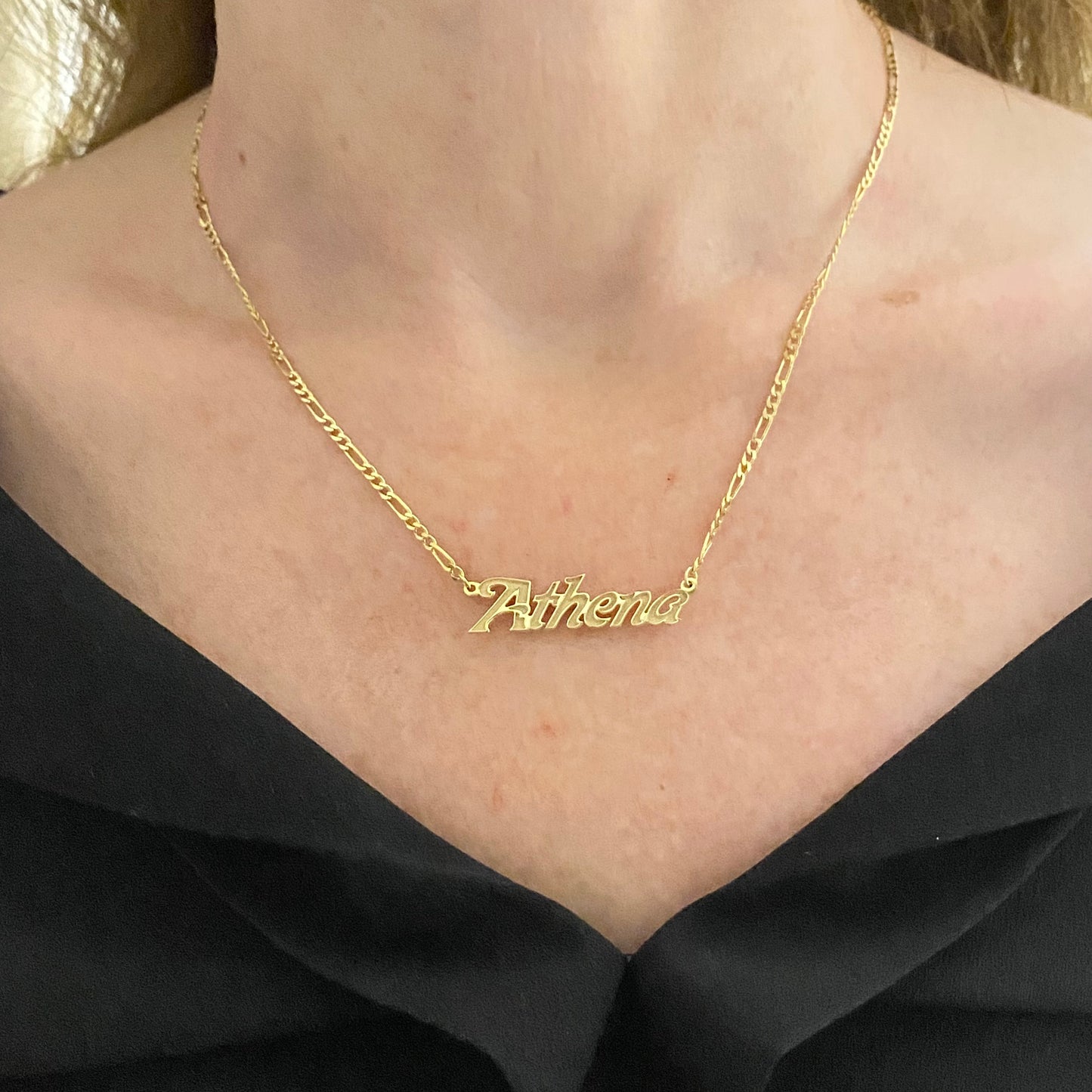 14K Solid Gold Engraved Custom Name Necklace