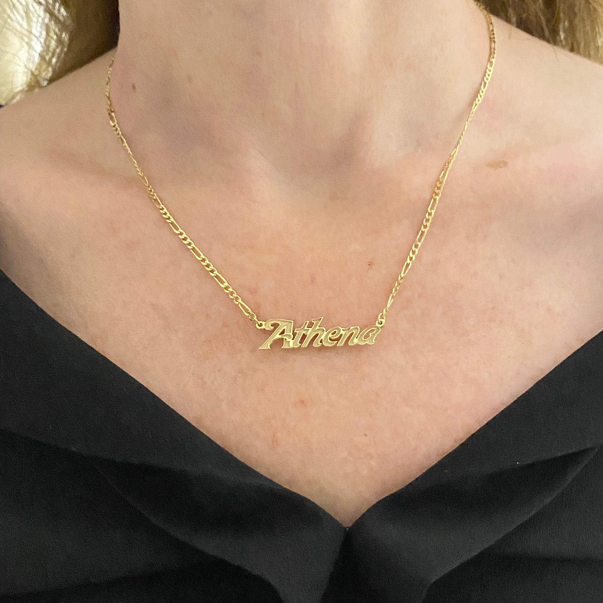 14K Solid Gold Engraved Custom Name Necklace