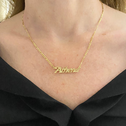 14K Solid Gold Engraved Custom Name Necklace