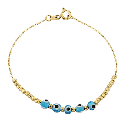 Evil Eye Beaded Bracelet with Italian Balls for Kids Teen Girls 14K Gold Real Solid Lucky Luck Nazar Protection Birthday Gift turkish dainty greek birthday gift christmas xmas baby