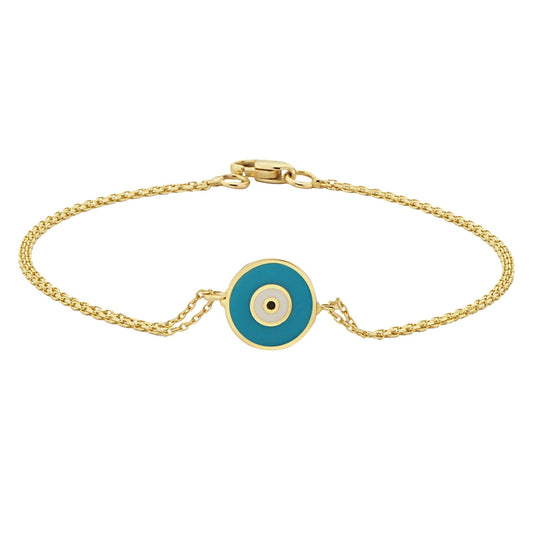 Evil Eye Bracelet Lucky Luck Nazar Protection For Women 14K Yellow Gold Jewelry Turquoise White Navy Blue Turkish Greek handmade jewelry birthday gift for her