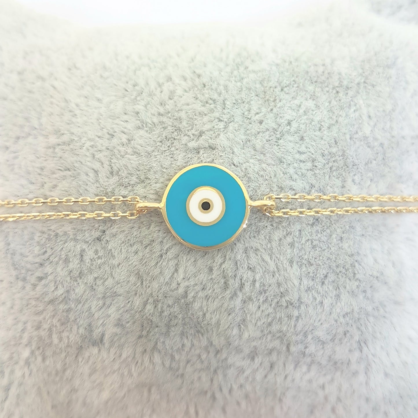 Evil Eye Bracelet Lucky Luck Nazar Protection For Women 14K Yellow Gold Jewelry Turquoise White Navy Blue