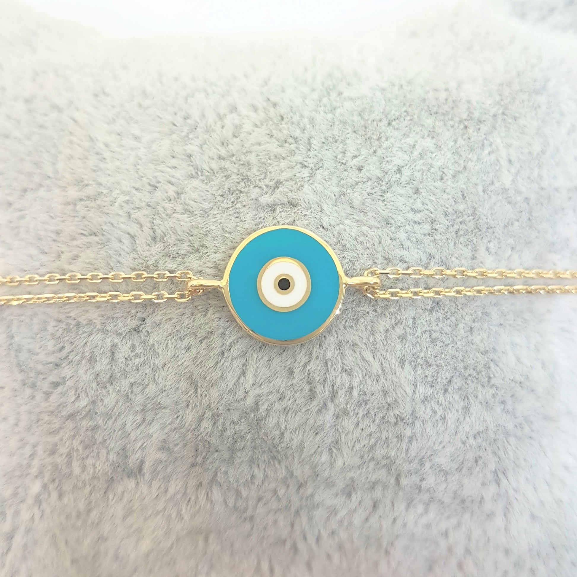 Evil Eye Bracelet Lucky Luck Nazar Protection For Women 14K Yellow Gold Jewelry Turquoise White Navy Blue