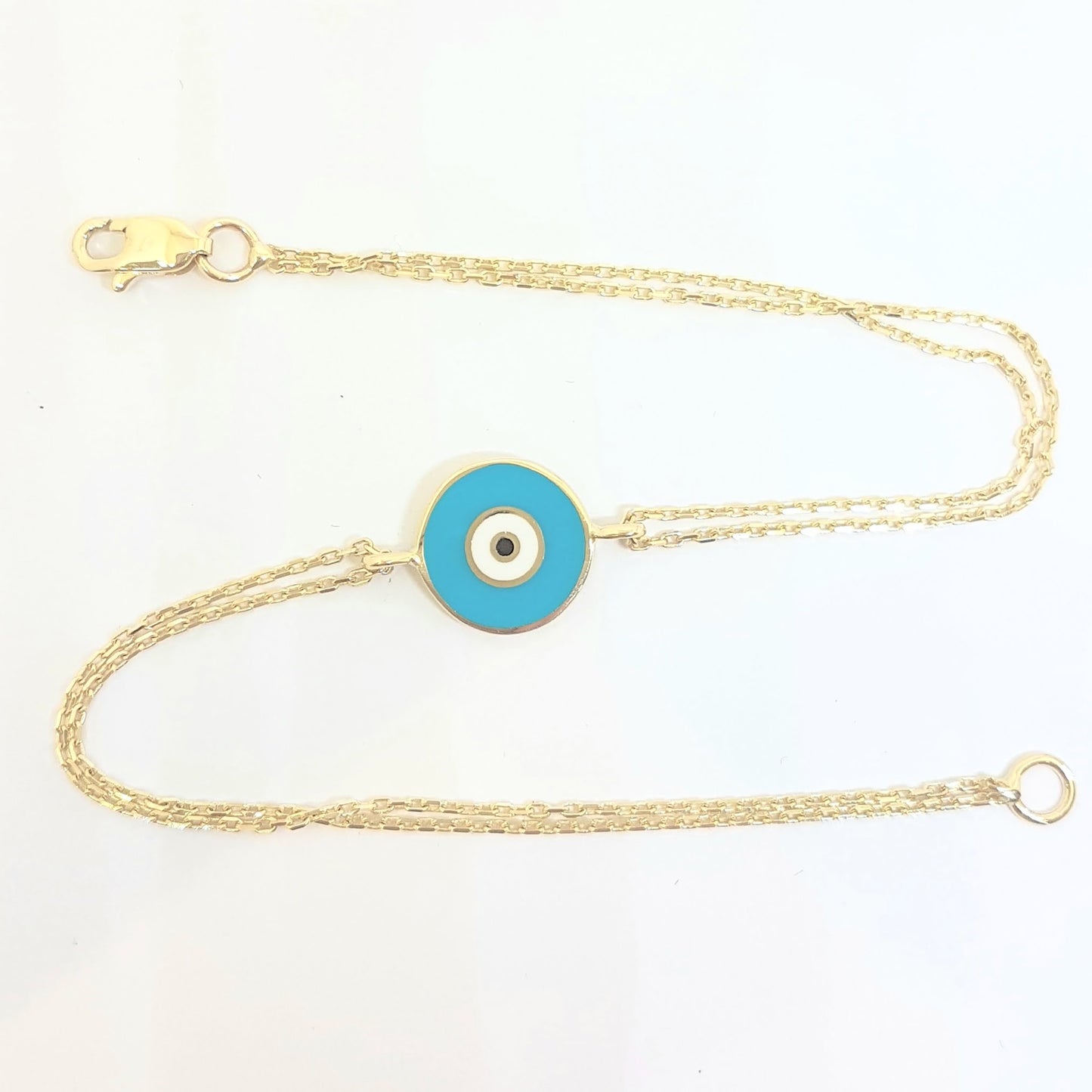 Evil Eye Bracelet Lucky Luck Nazar Protection For Women 14K Yellow Gold Jewelry Turquoise White Navy Blue
