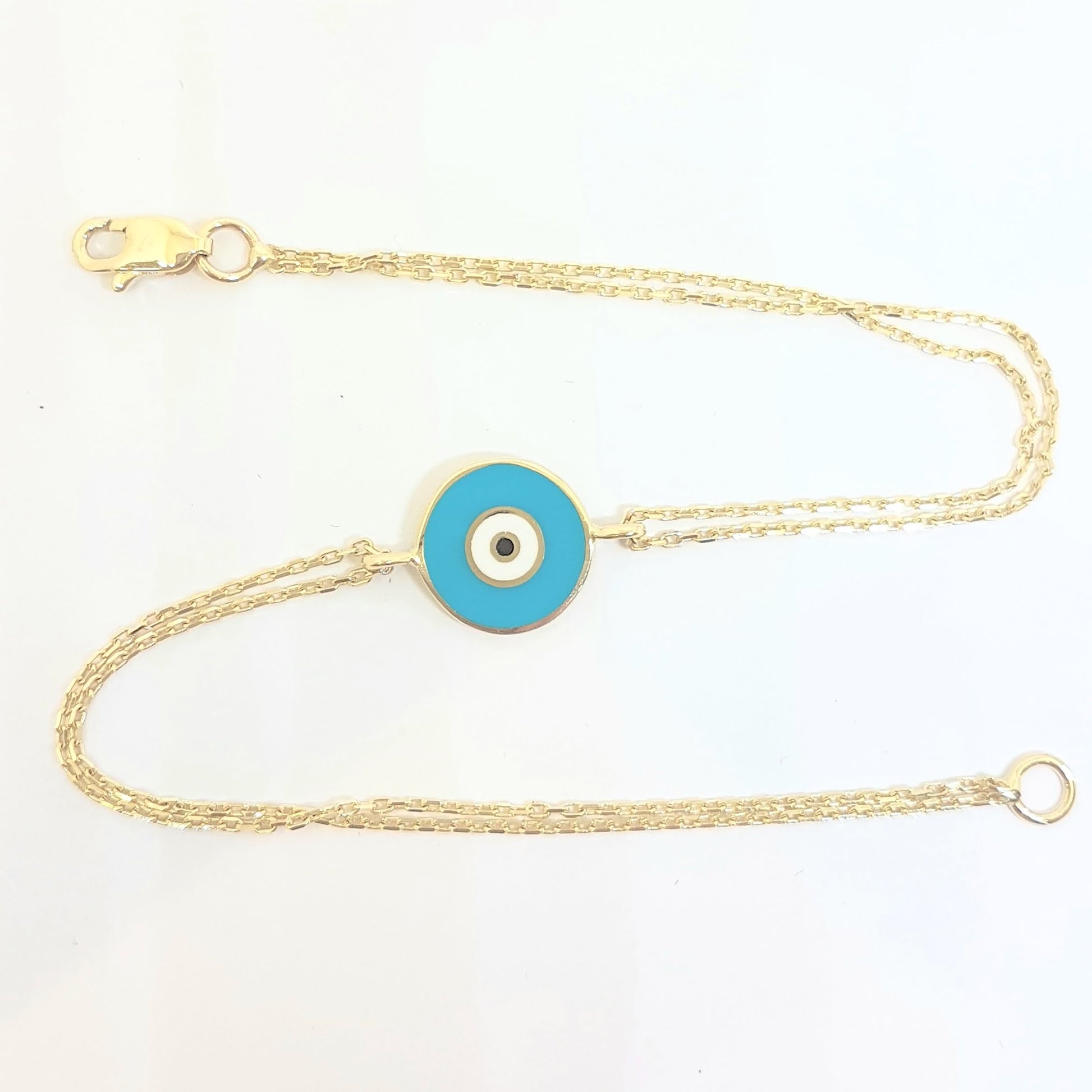 Evil Eye Bracelet Lucky Luck Nazar Protection For Women 14K Yellow Gold Jewelry Turquoise White Navy Blue