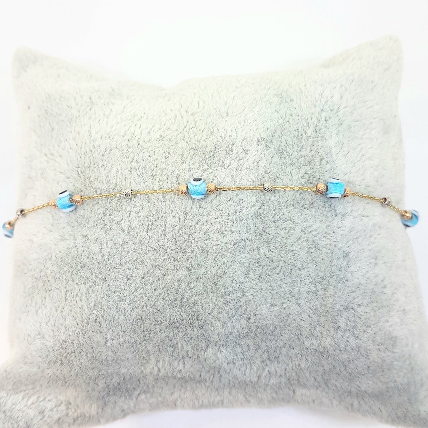 Evil Eye Bracelet with Italian Balls for Kids Teen Girls 14K Gold Real Solid Lucky Luck Nazar Protection Birthday Gift