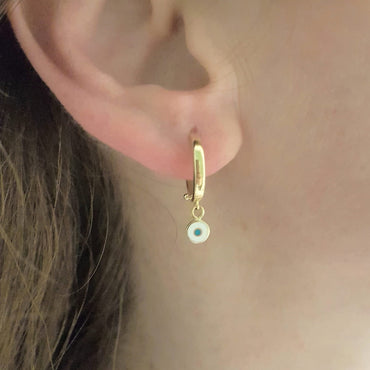 Evil Eye Drop Dangle Earrings for Women Decorated with White and Blue Enamel Lucky Good Luck Jewelry