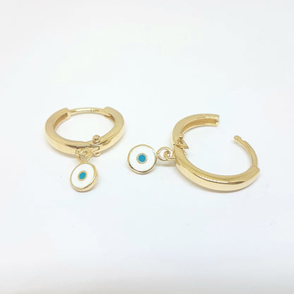 Evil Eye Drop Dangle Earrings for Women Decorated with White and Blue Enamel Lucky Good Luck Jewelry