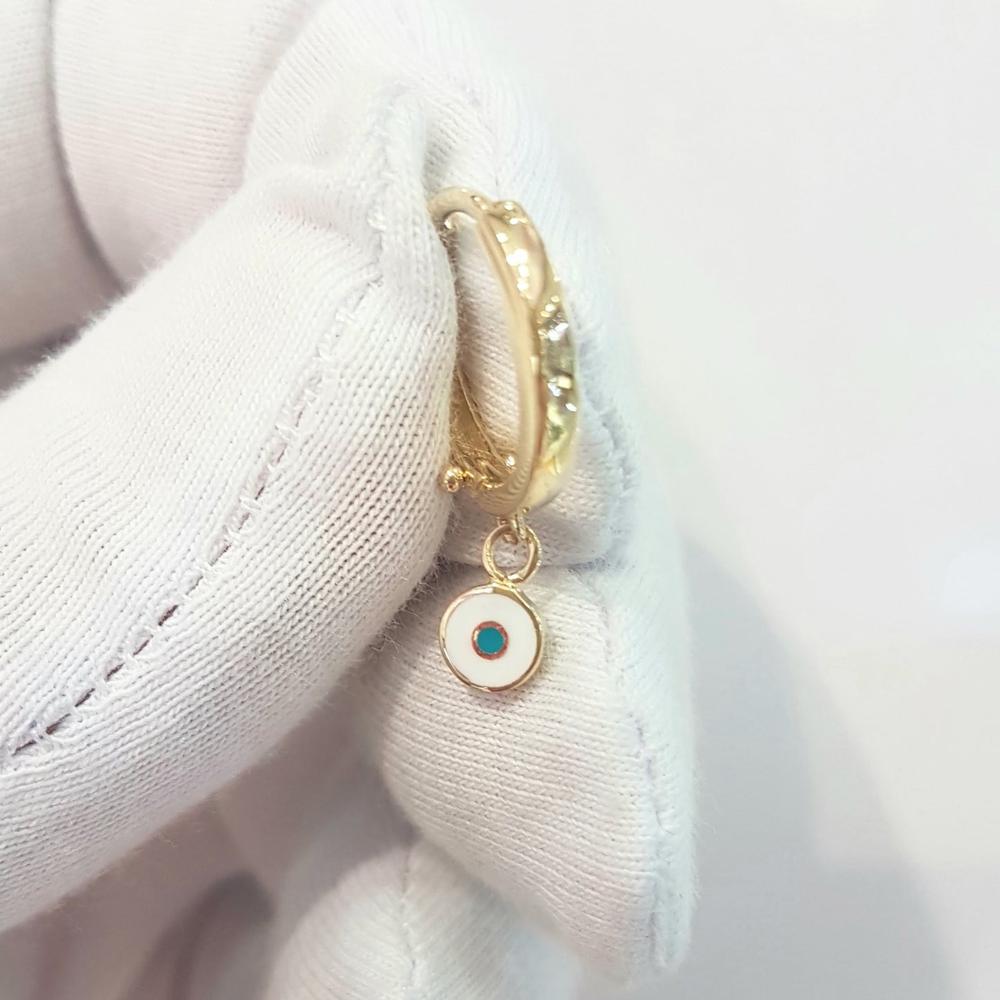 Evil Eye Drop Dangle Earrings for Women Decorated with White and Blue Enamel Lucky Good Luck Jewelry