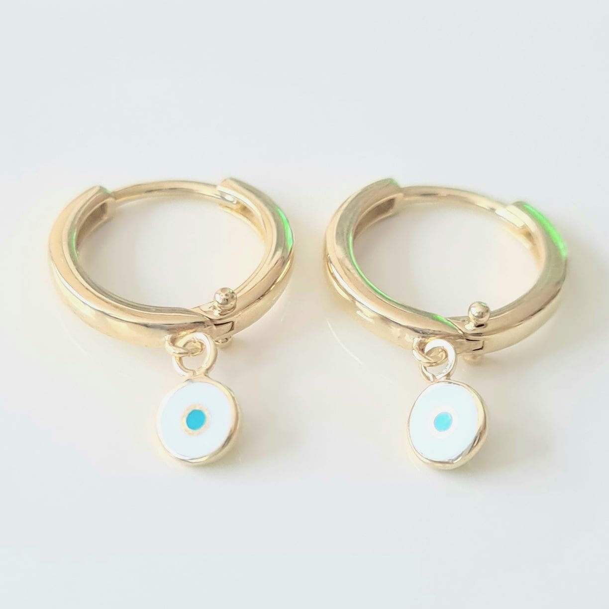 Evil Eye Drop Dangle Earrings for Women Decorated with White and Blue Enamel Lucky Good Luck Jewelry
