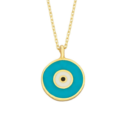 Evil Eye Necklace Lucky Luck Nazar Protection For Women 14K Yellow Gold Pendant Jewelry Turquoise White Navy Blue Birthday Mother's Day Christmas Gift jewelry