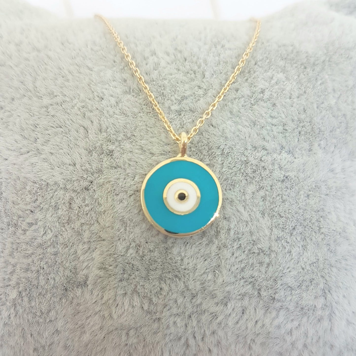 Evil Eye Necklace Lucky Luck Nazar Protection For Women 14K Yellow Gold Pendant Jewelry Turquoise White Navy Blue