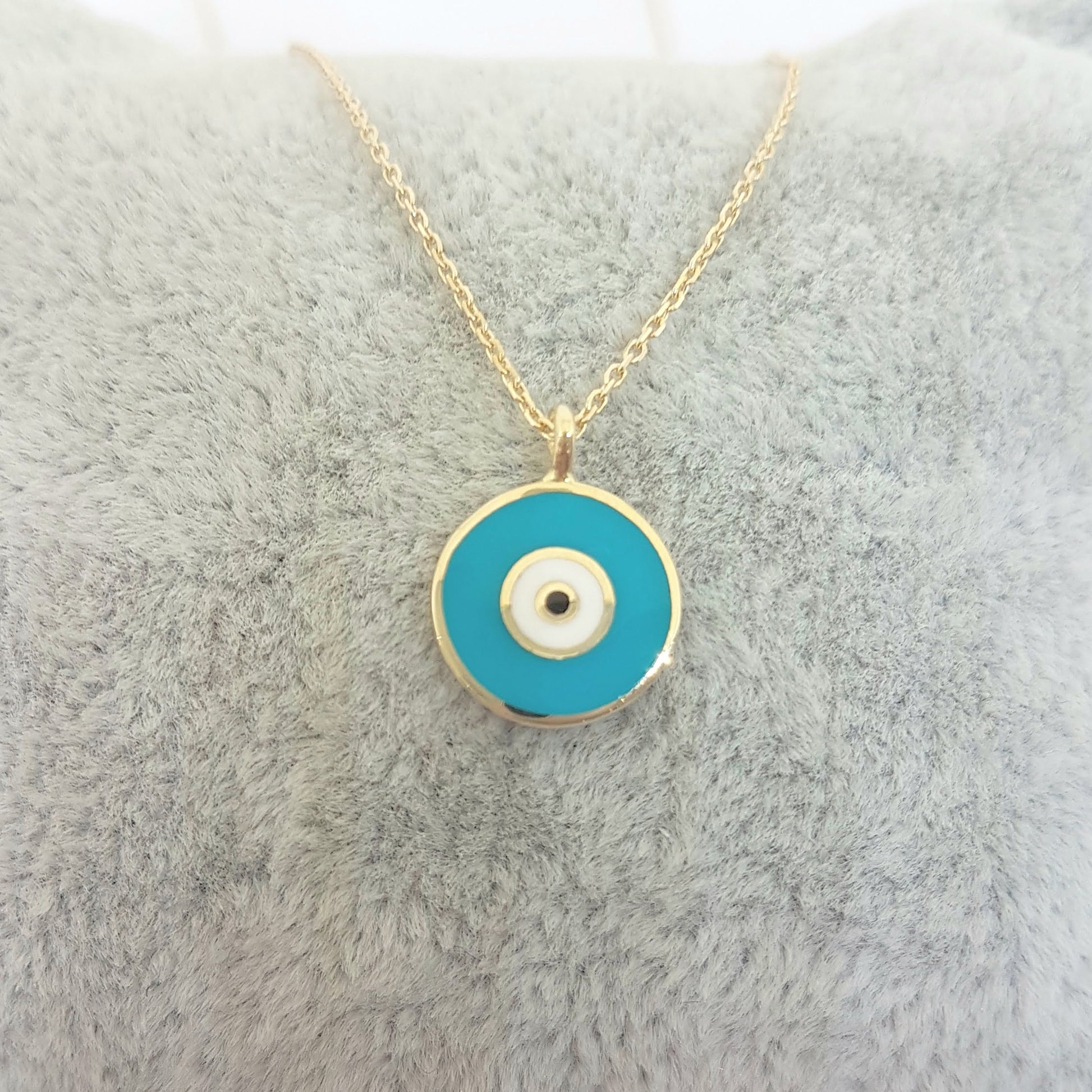 Evil Eye Necklace Lucky Luck Nazar Protection For Women 14K Yellow Gold Pendant Jewelry Turquoise White Navy Blue