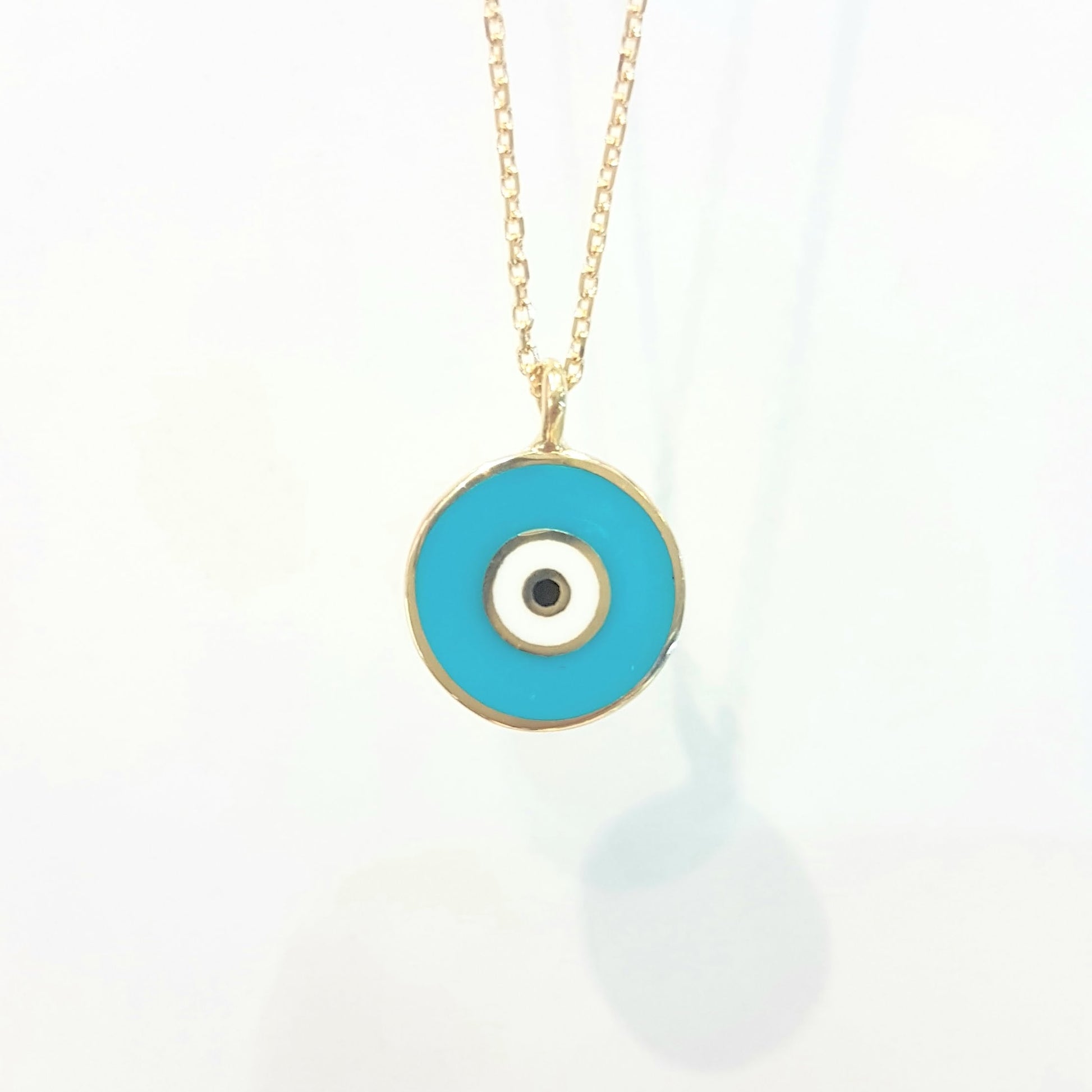 Evil Eye Necklace Lucky Luck Nazar Protection For Women 14K Yellow Gold Pendant Jewelry Turquoise White Navy Blue