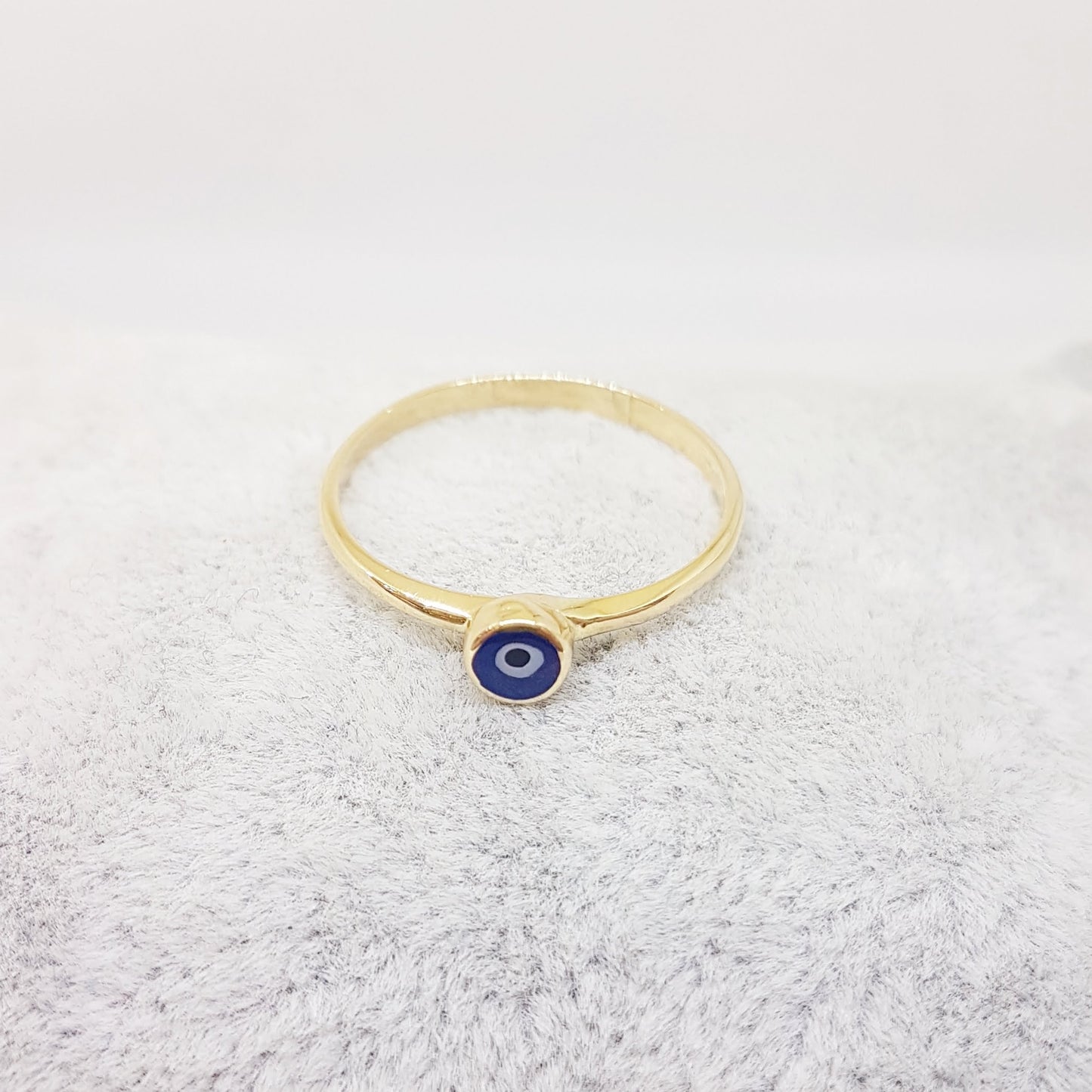 Evil Eye Ring Lucky Luck Nazar Protection For Women Jewelry 14K Yellow Gold Turquoise or Navy Blue