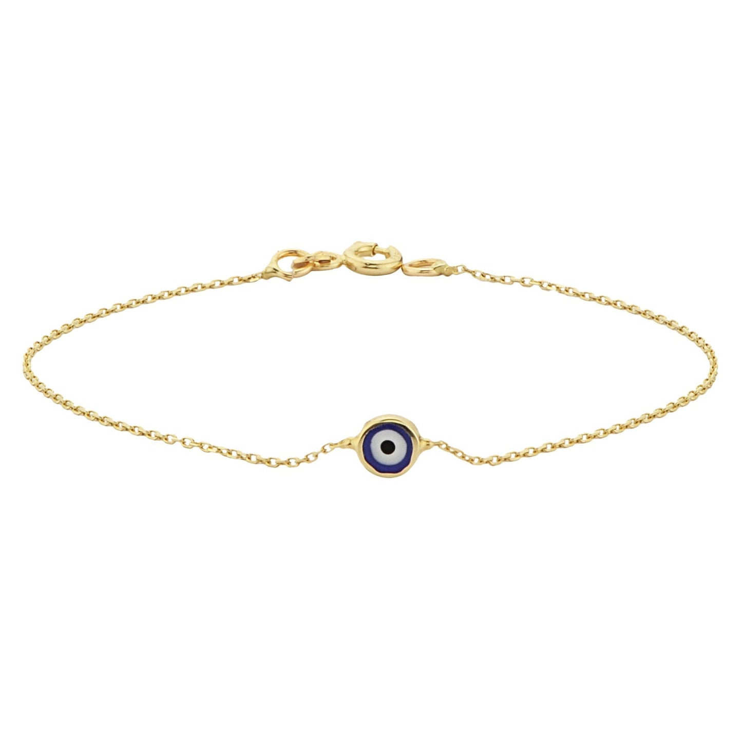 Evil Eye Single Bracelet Lucky Turkey Nazar Protection For Women Jewelry 14K Yellow Gold Tiny Charm Dainty Navy Blue or Turquoise jewelry handmade birthday gift turkish evil eye