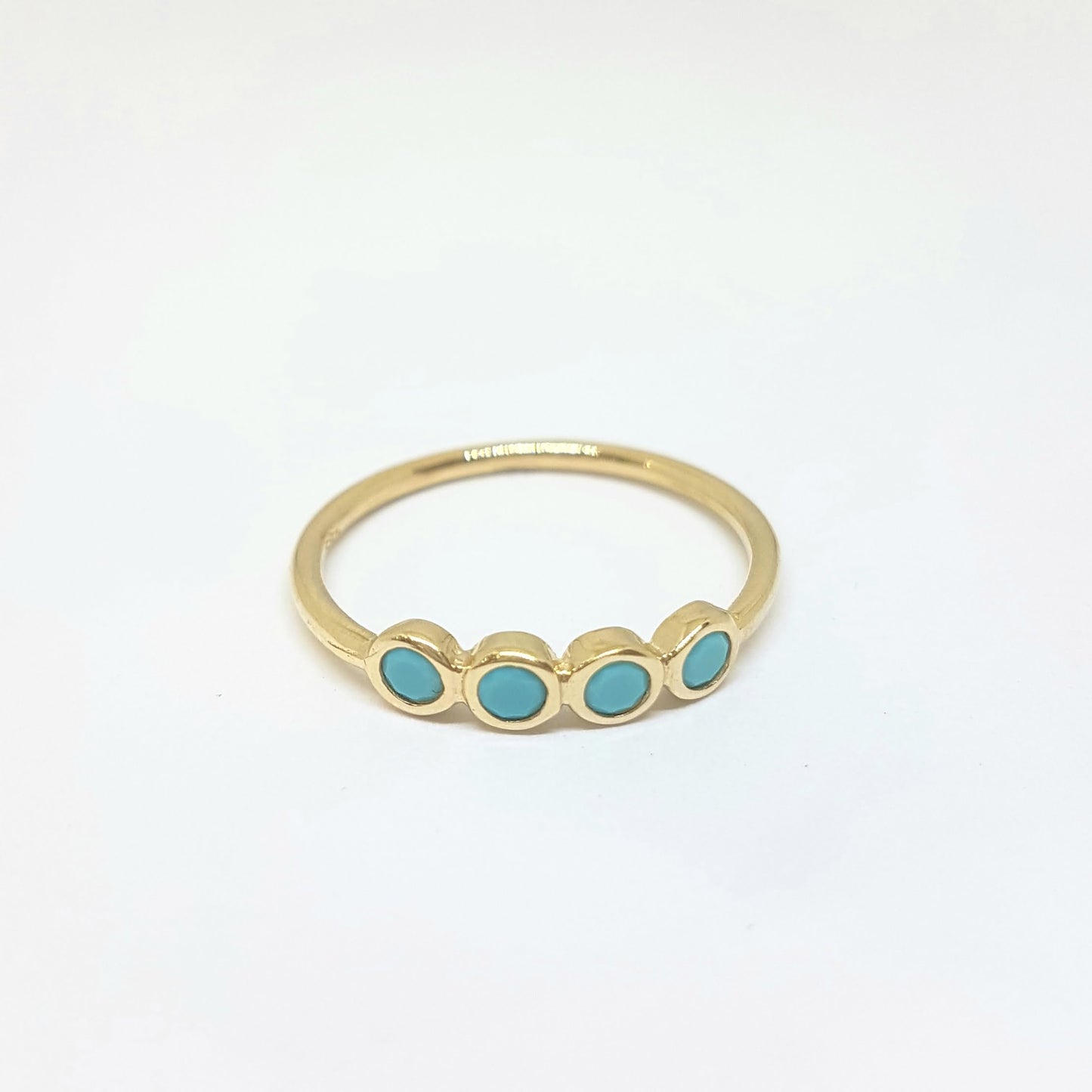 Four Turquoise Stone Ring for Women 14K Real Solid Gold December Birthstone Jewelry