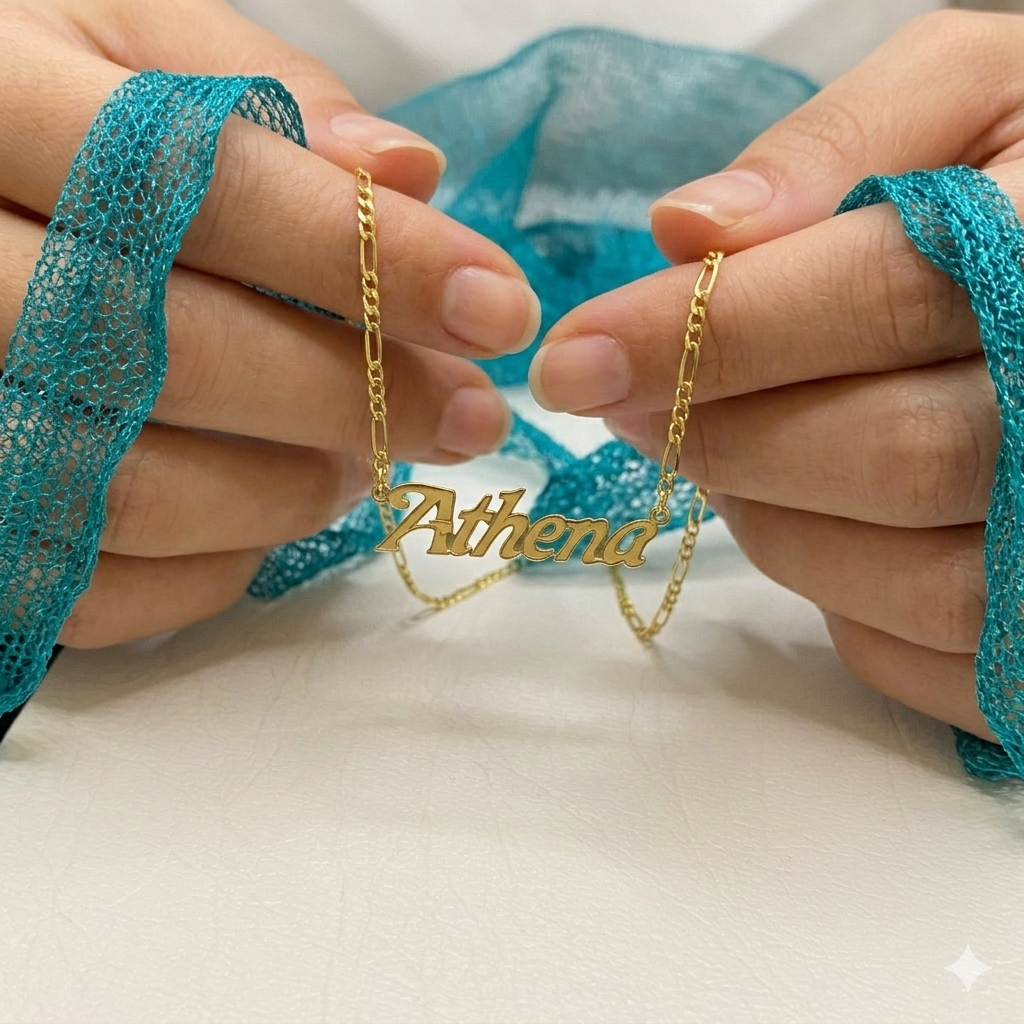 14K Solid Gold Engraved Custom Name Necklace