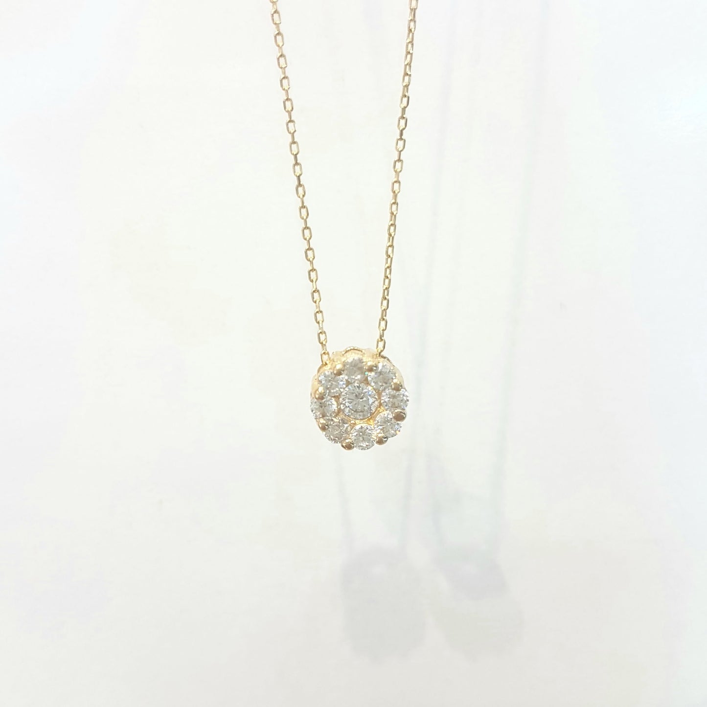 14K Gold Sun Sunflower Round Circle Disc Flower with Zirconia Stones Cute Charm Tiny Dainty Delicate Trendy Pendant Necklace best birthday gift for Women Jewelry girlfriend mom