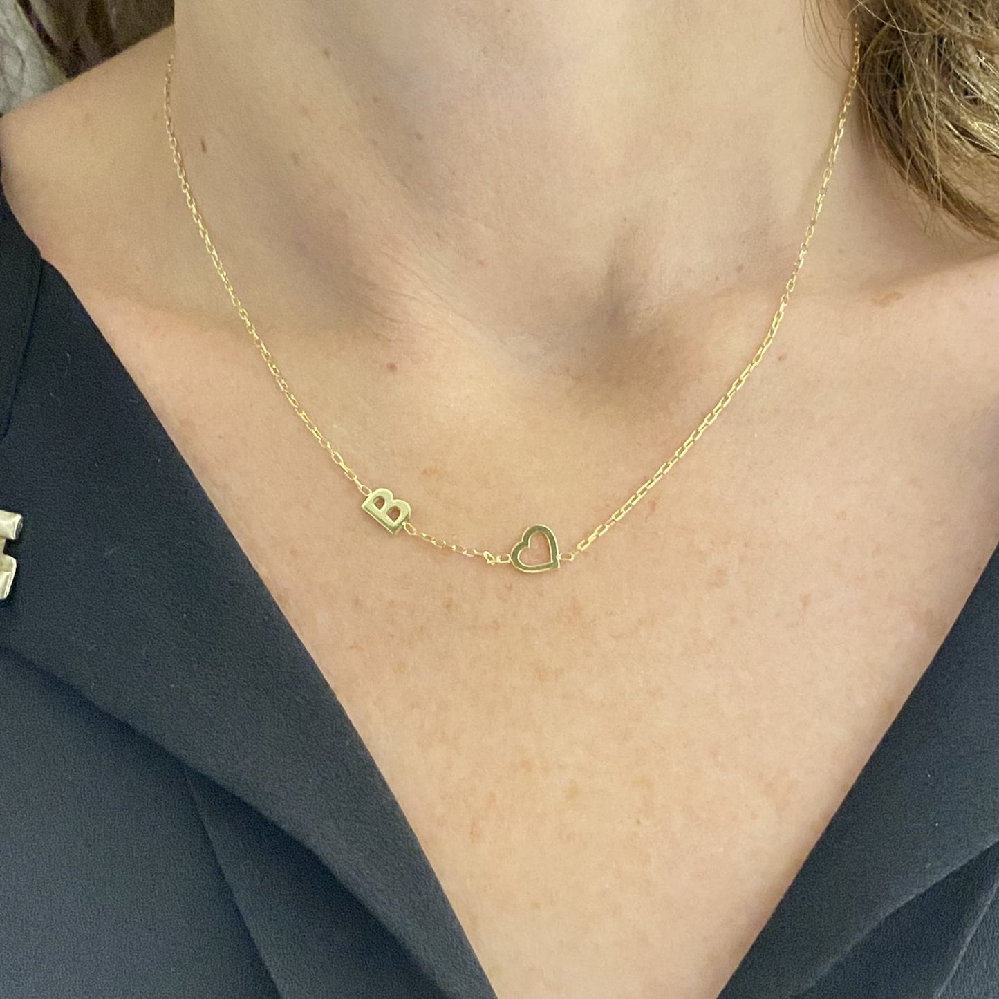 925K Sterling Silver Sideways Heart Letter Necklace for Women