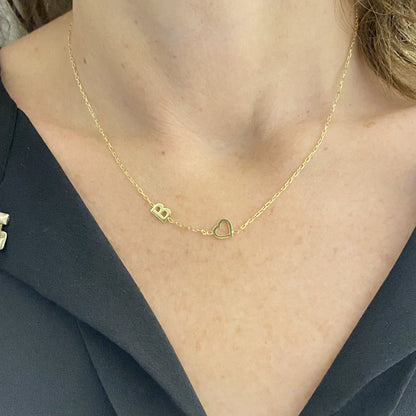 925K Sterling Silver Sideways Heart Letter Necklace for Women