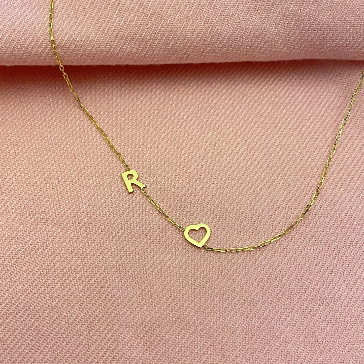 925K Sterling Silver Sideways Heart Letter Necklace for Women