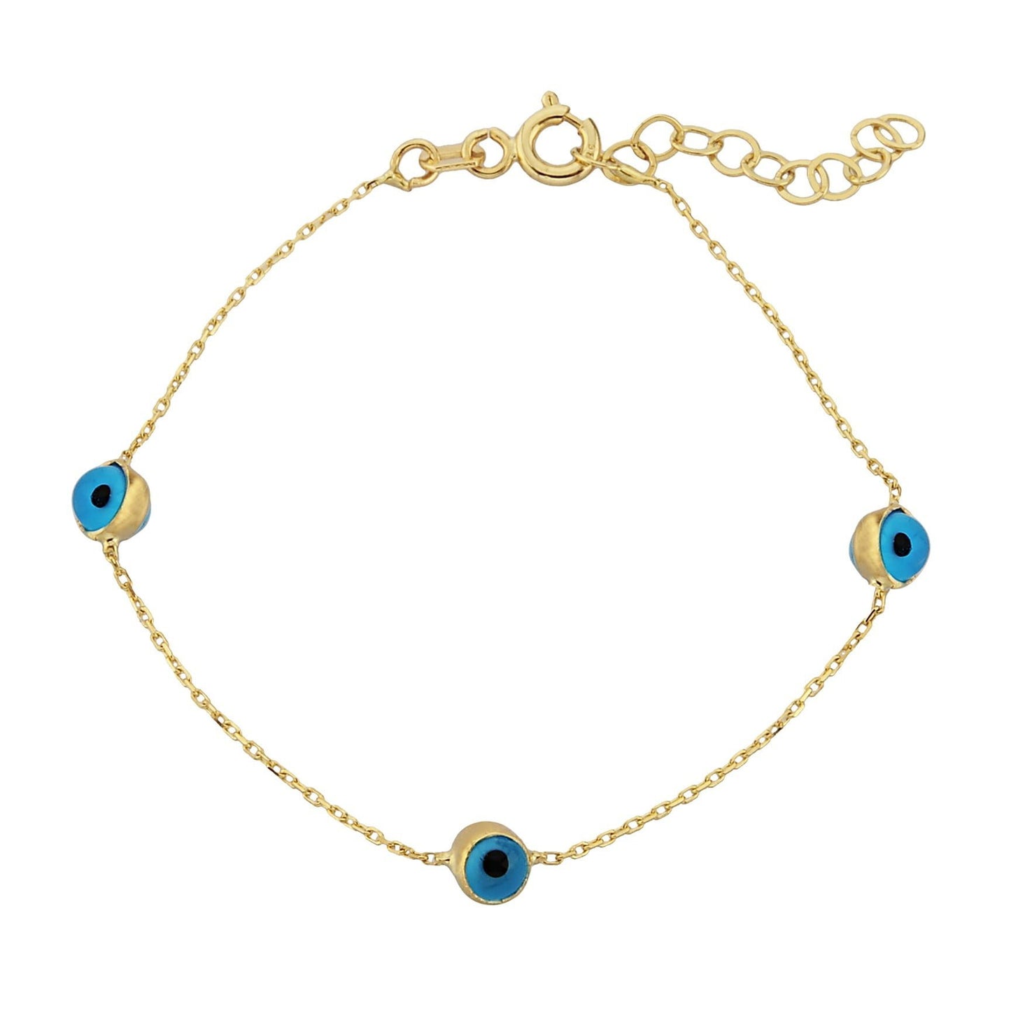 Kids girls teens Two Sided Evil Eye Bracelet for Kids Teen Girls 14K Gold Real Solid Lucky Luck Nazar Protection Birthday Gift dainty turkish greek