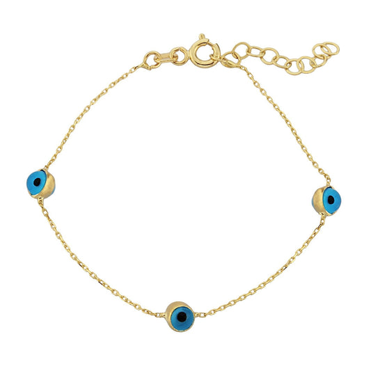 Kids girls teens Two Sided Evil Eye Bracelet for Kids Teen Girls 14K Gold Real Solid Lucky Luck Nazar Protection Birthday Gift dainty turkish greek