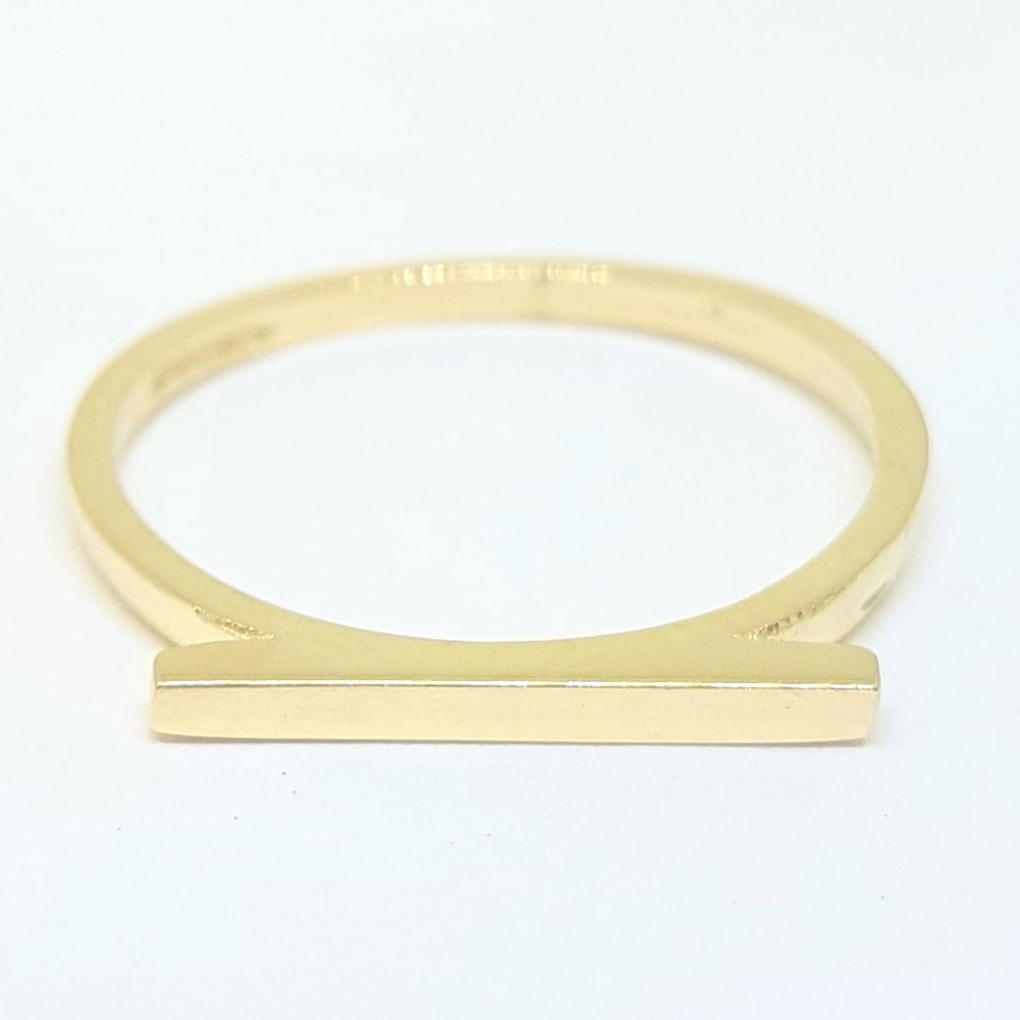 Long Bar Ring for Women 14K Real Solid Gold