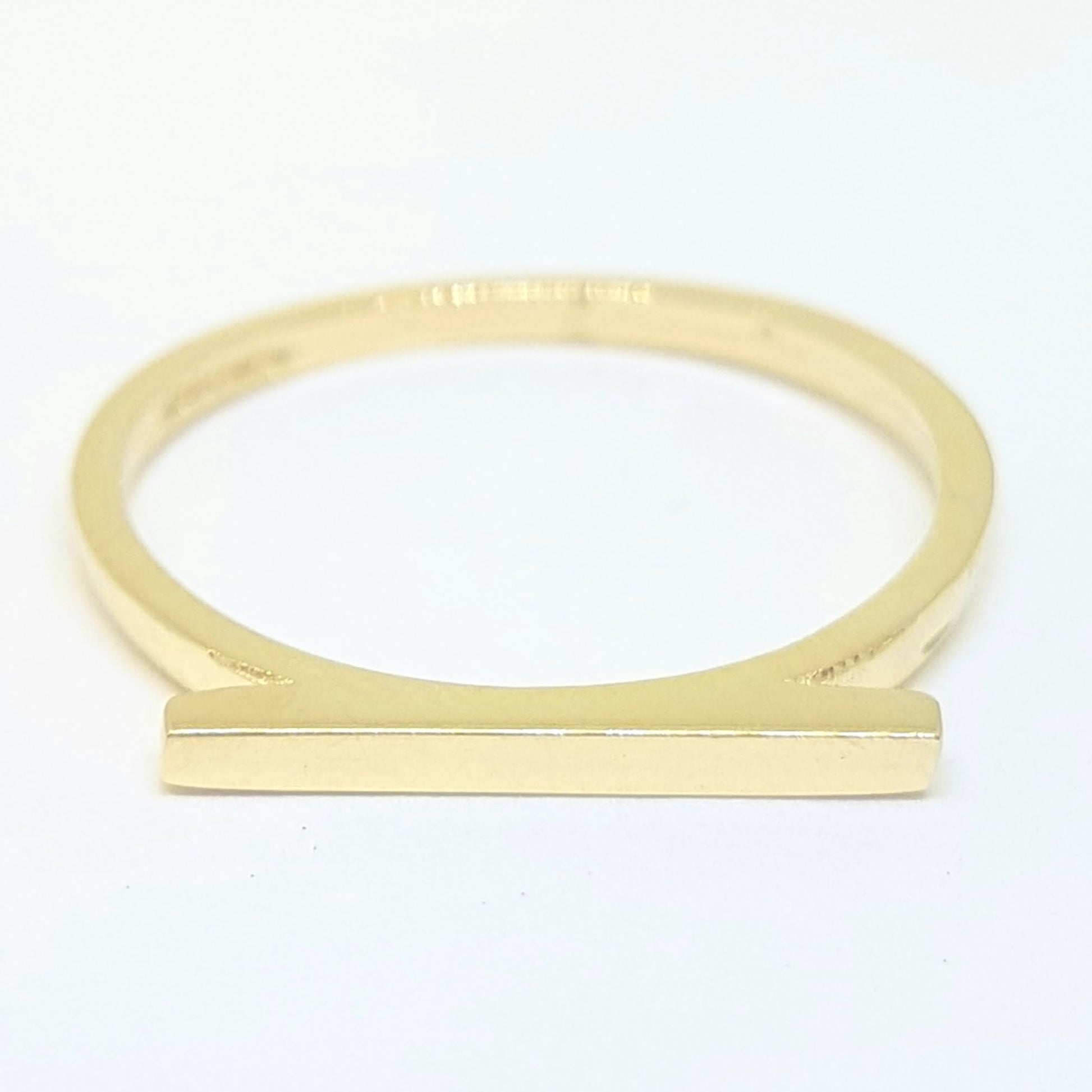 Long Bar Ring for Women 14K Real Solid Gold