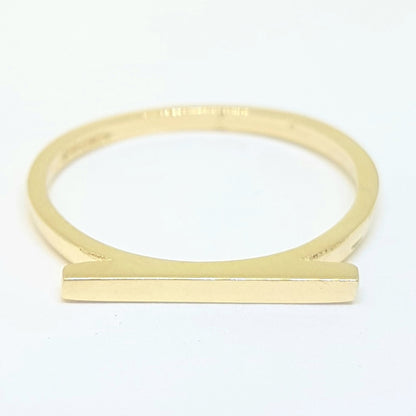 Long Bar Ring for Women 14K Real Solid Gold