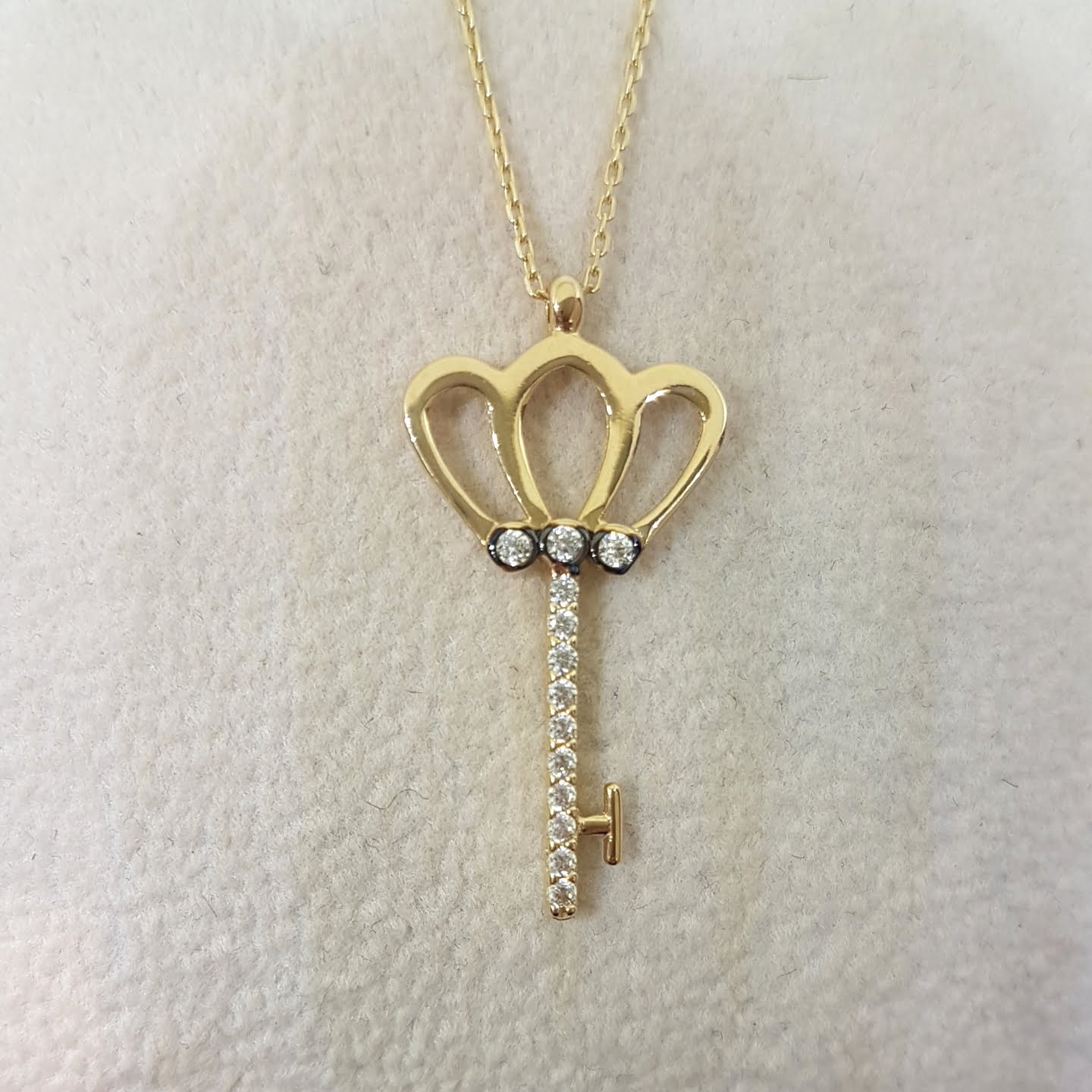 14K Real Solid Gold Key Design with Zirconia Stones Cute Charm Elegant Dainty Delicate Pendant Necklace best birthday gift for Women Jewelry girlfriend Unlock My Heart