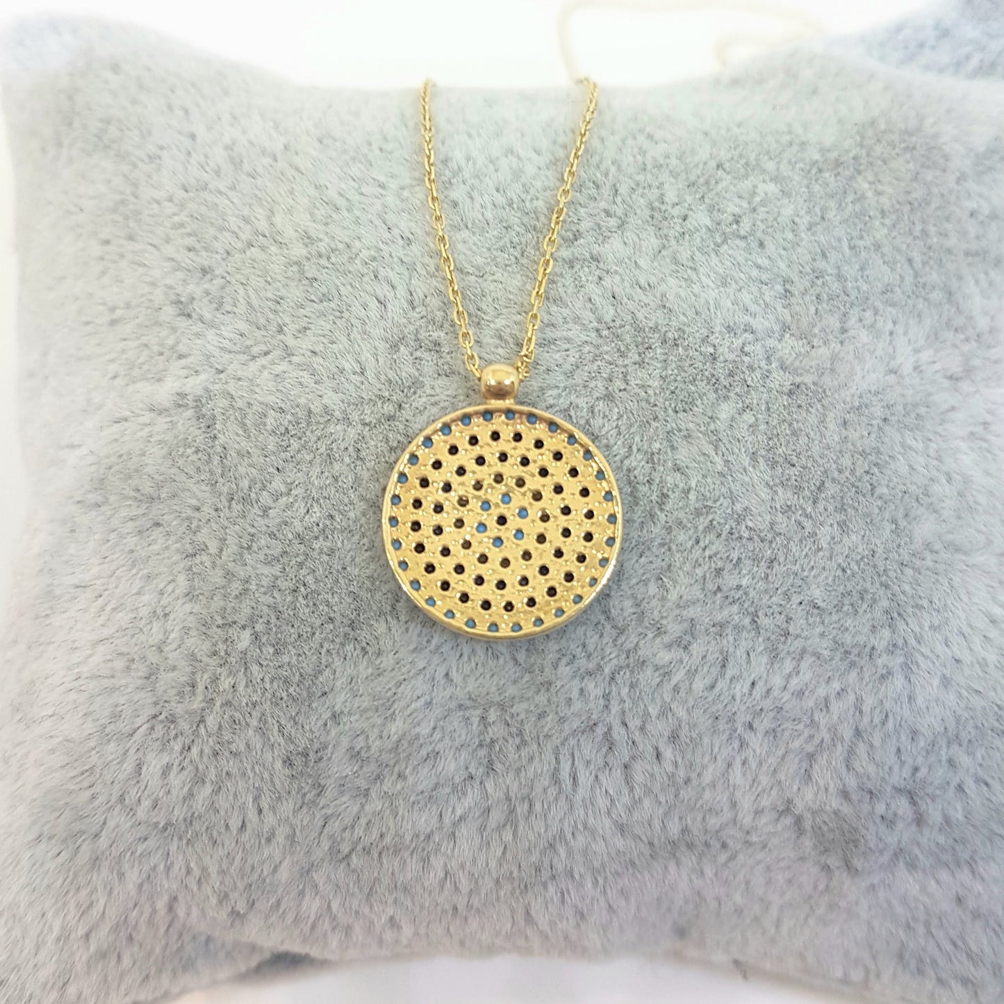 14K Real Gold Round Circle Evil Eye Design with Zirconia Stones Charm Dainty Elegant Delicate Trendy Pendant Necklace best birthday gift for women jewelry girlfriend mom sun sunflower turquoise