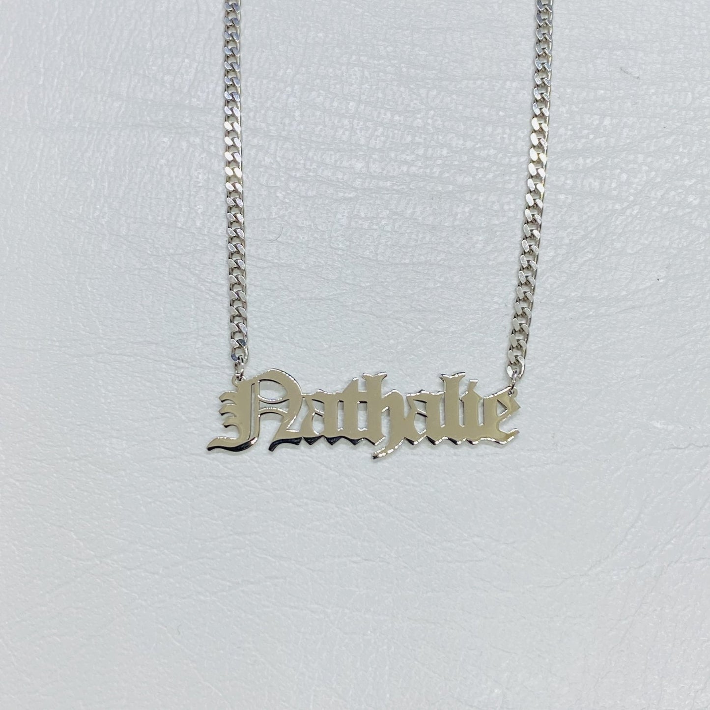 Old English Name Necklace , 925K Sterling Silver Custom Old English Name Jewelry , Personalized Gifts ,Custom Name plate Necklace for Women