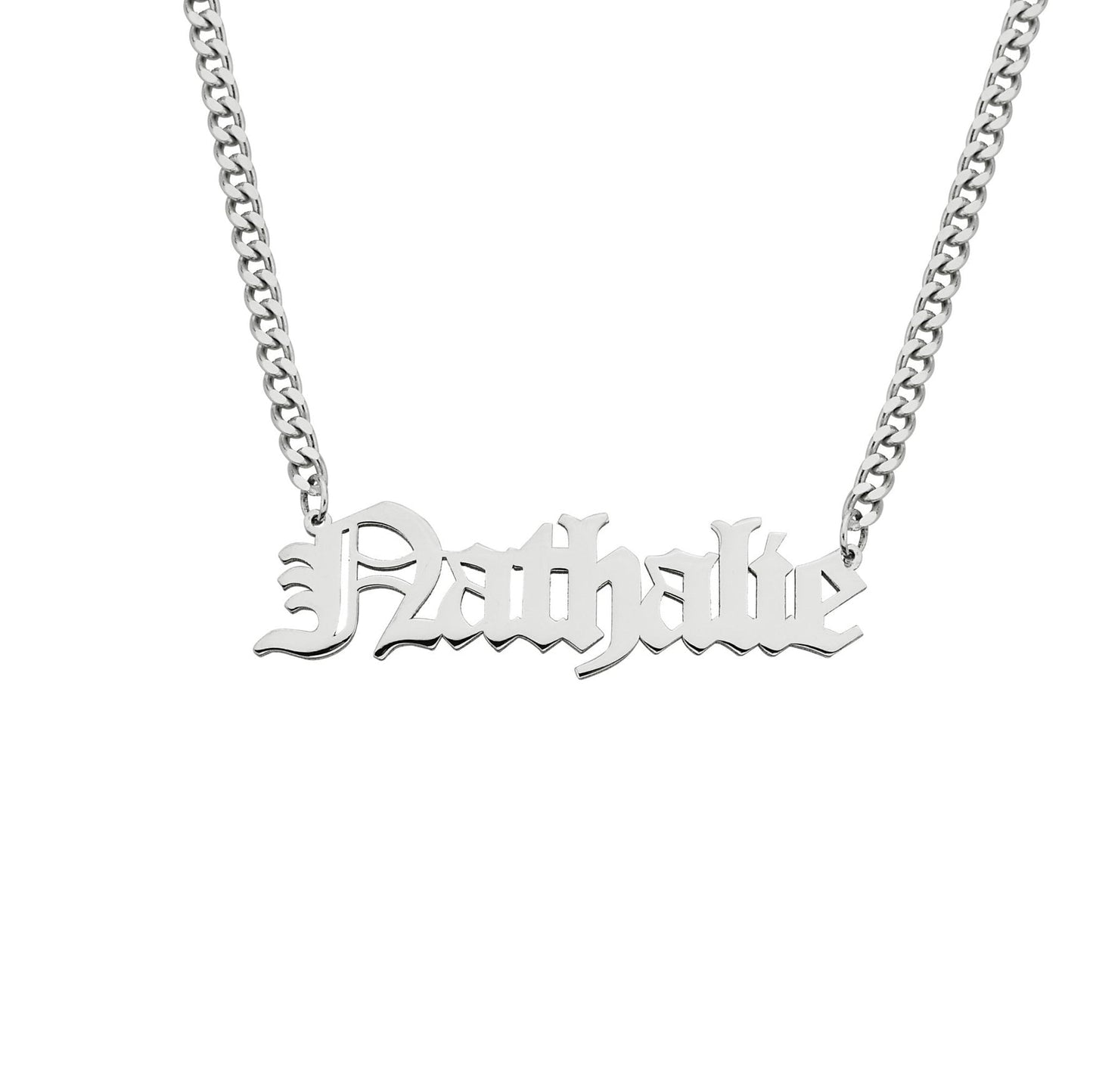 Old English Name Necklace , 925K Sterling Silver Custom Old English Name Jewelry , Personalized Gifts ,Custom Name plate Necklace for Women