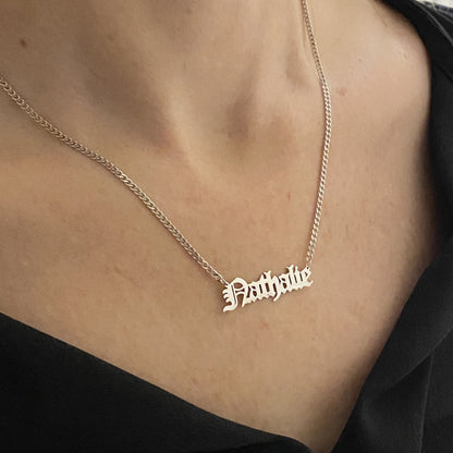 Old English Name Necklace , 925K Sterling Silver Custom Old English Name Jewelry , Personalized Gifts ,Custom Name plate Necklace for her mom