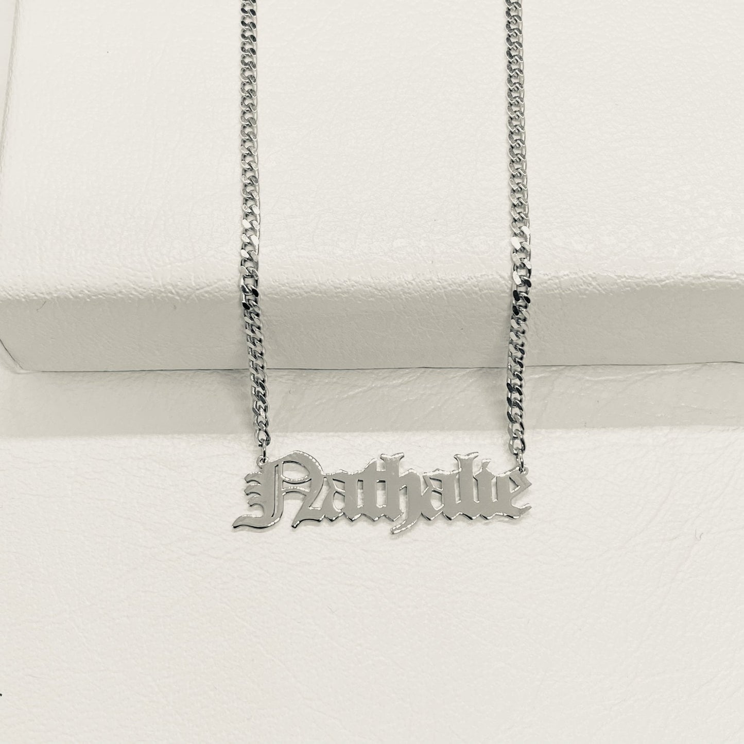 Old English Name Necklace , 925K Sterling Silver Custom Old English Name Jewelry , Personalized Gifts ,Custom Nameplate Necklace for Women