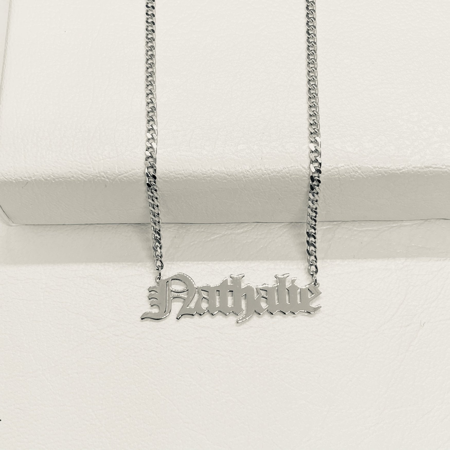 Old English Name Necklace , 925K Sterling Silver Custom Old English Name Jewelry , Personalized Gifts ,Custom Nameplate Necklace for Women