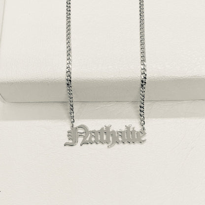 Old English Name Necklace , 925K Sterling Silver Custom Old English Name Jewelry , Personalized Gifts ,Custom Nameplate Necklace for Women