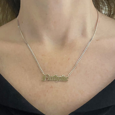 Old English Name Necklace , 925K Sterling Silver Custom Old English Name Jewelry , Personalized Gifts,Custom Name plate Necklace for Women