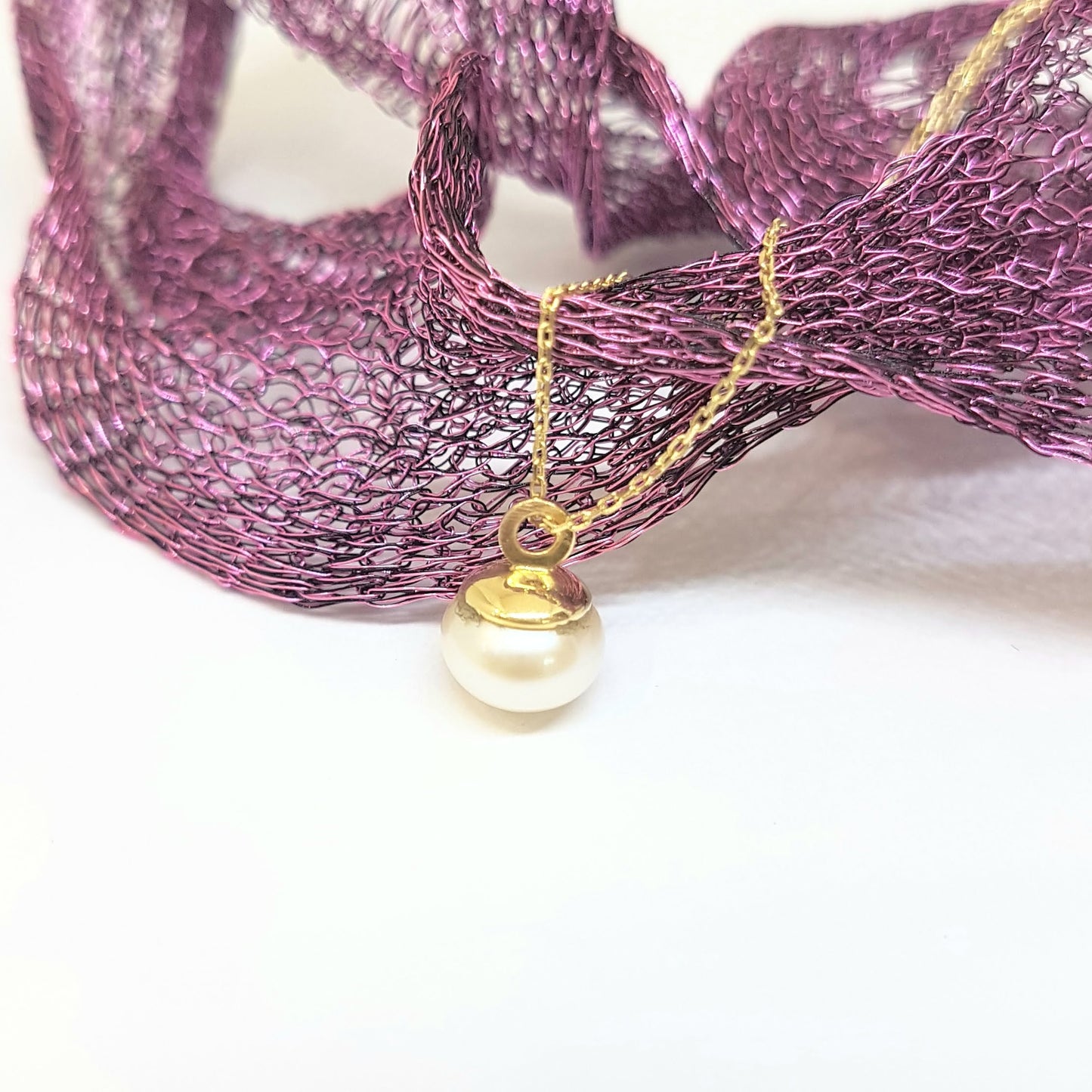 Pearl Pendant Necklace for Women 14K Real Solid Yellow Gold Charm Elegant Single 6mm