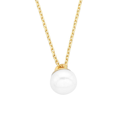 Pearl Pendant Necklace for Women 14K Real Solid Yellow Gold Charm Elegant Single 6mm Birthday Christmas Mother's day gift.jpg