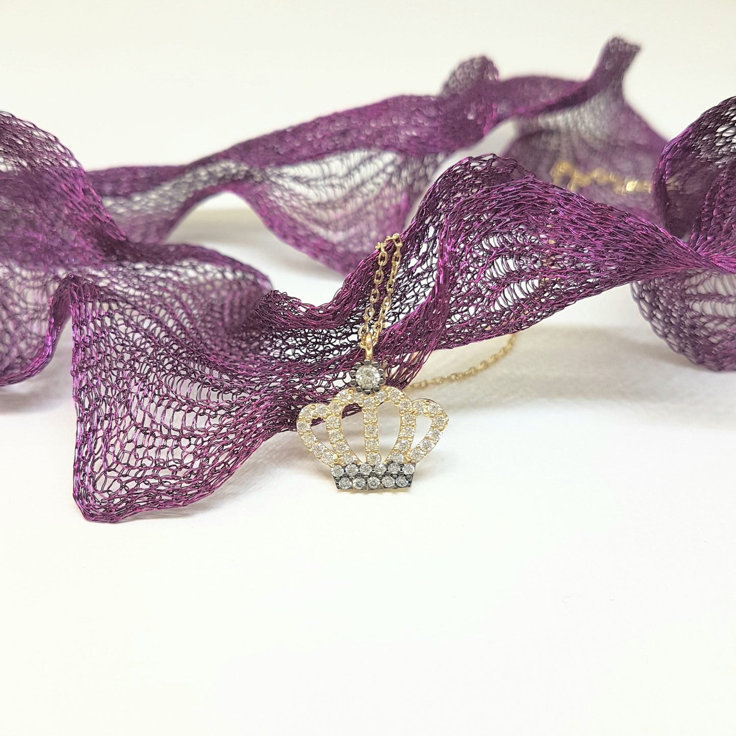 Queen Princess Crown Pendant Necklace 14K Real Solid Gold with White Zirconia Stones Cute Charm Dainty Delicate Trendy Best Birthday gift for women the best way to say You are the Queen of My Heart