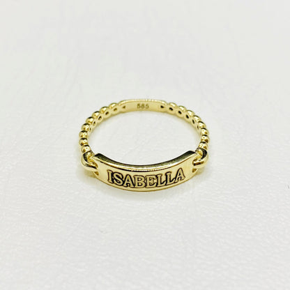 Personalized Ring , 14K Real Solid Gold Custom Name Ring for Women, Dainty Ring Gold , Personalized Gifts , Engraved Ring , Custom Date Ring