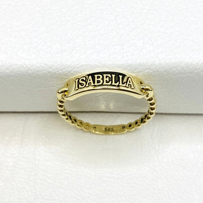 Personalized Ring , 14K Real Solid Gold Custom Name Ring for Women, Dainty Ring Gold , Personalized Gifts , Engraved Ring ,Custom Date Ring