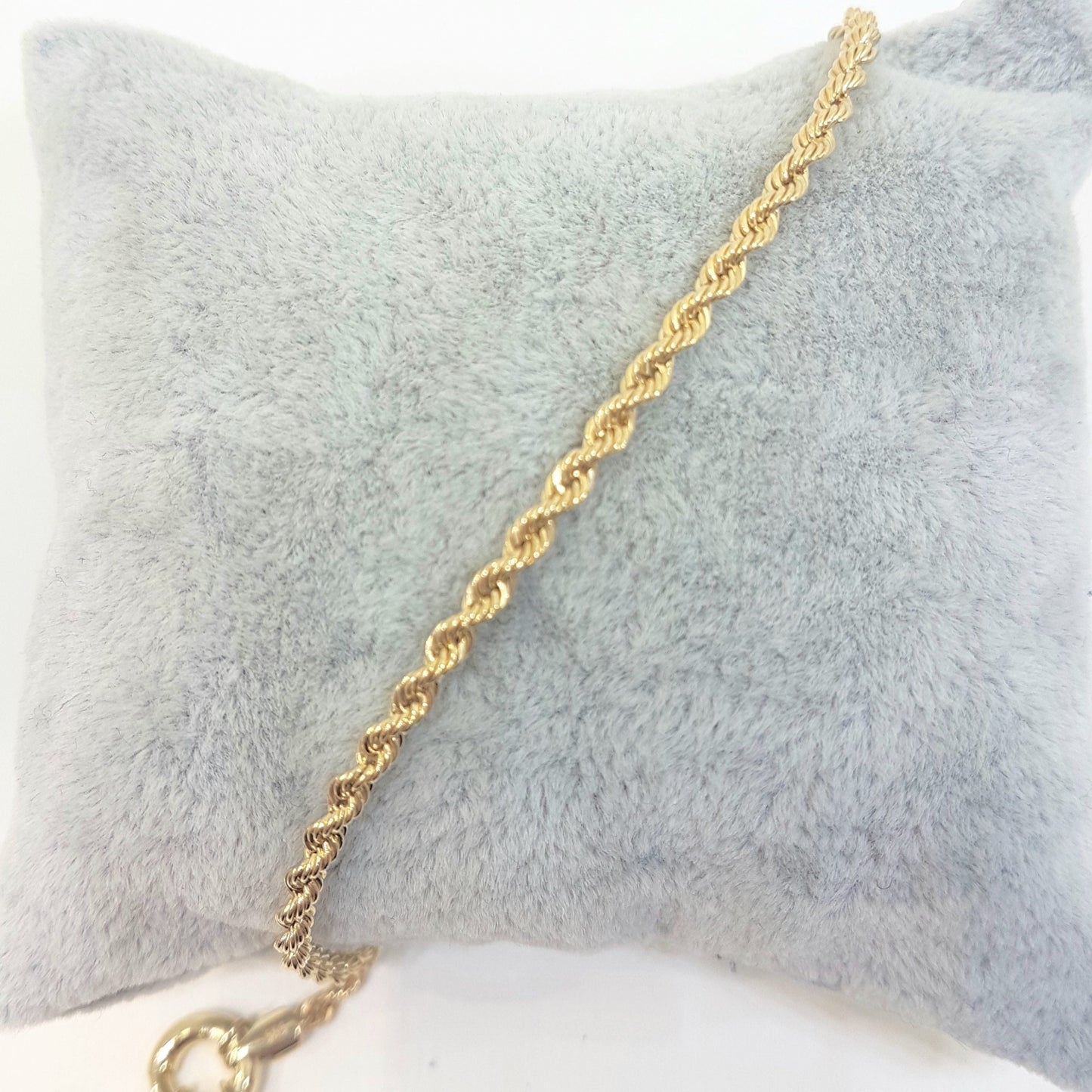 Rope Chain Bracelet for Women 14K Real Solid Yellow Gold 2.5mm Charm Dainty