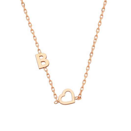 925K Sterling Silver Sideways Heart Letter Necklace for Women