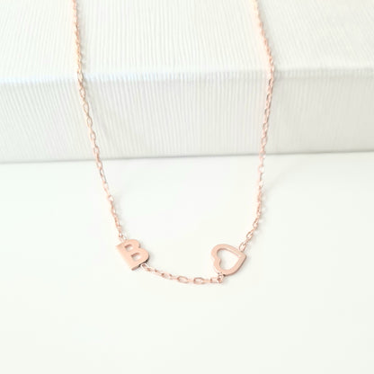 925K Sterling Silver Sideways Heart Letter Necklace for Women